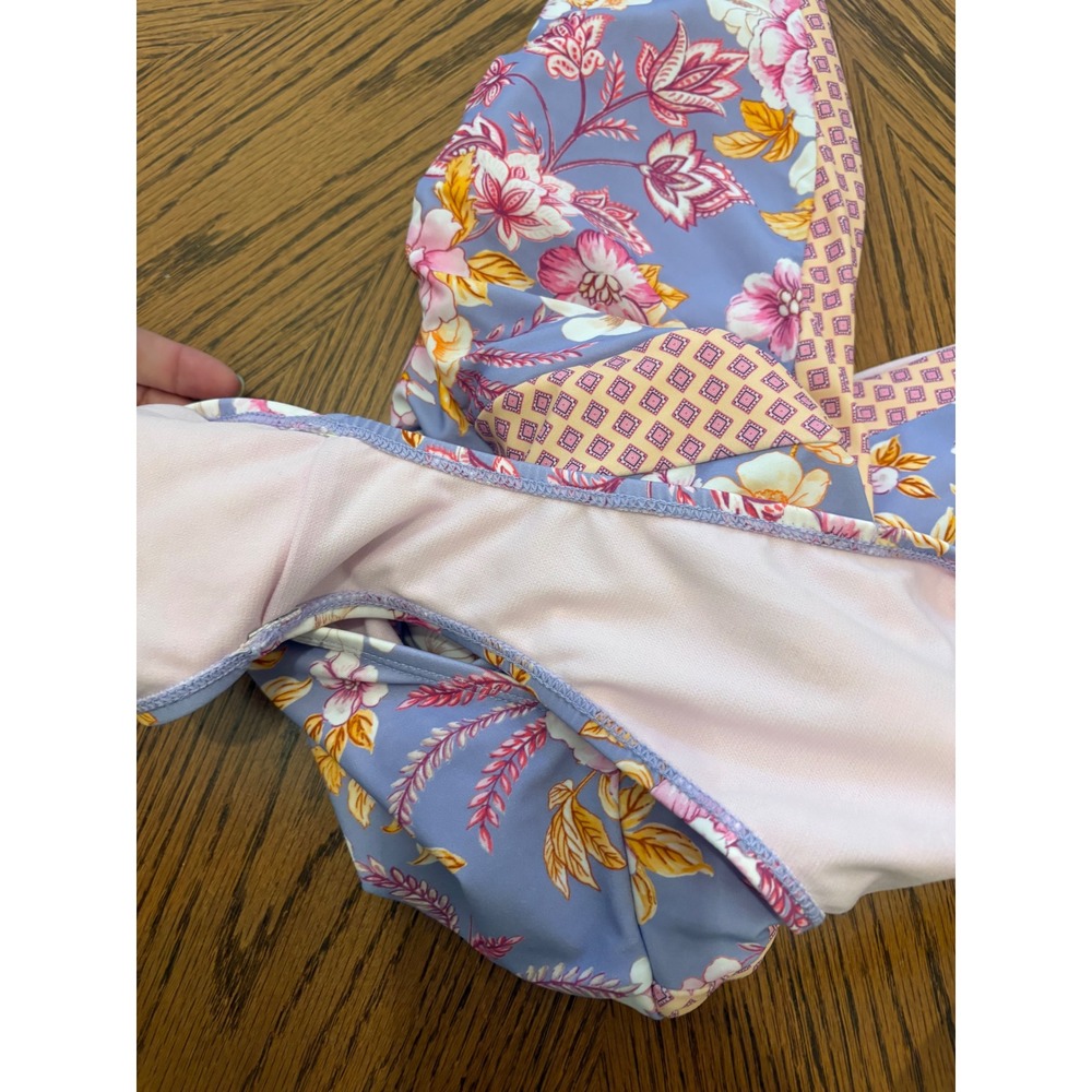 Nanette Lepore Floral Halter One Piece Swimsuit Purple Periwinkle Size 8 - Picture 5 of 8